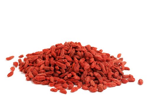 Red dried goji berries (Lycium Barbarum - Wolfberry) isolated on white background