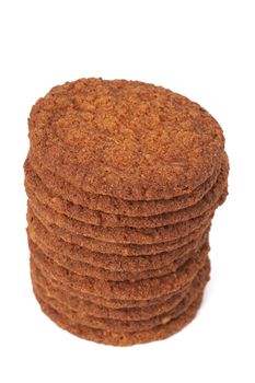 Macro shot of baked cookies stacked together, shallow depth of field