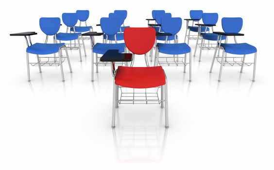 3D illustrated School Desks.