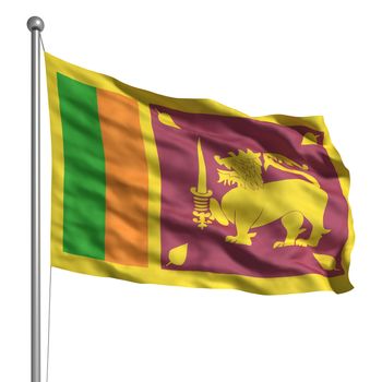 Flag of Sri Lanka. Rendered with fabric texture (visible at 100%). Clipping path included.