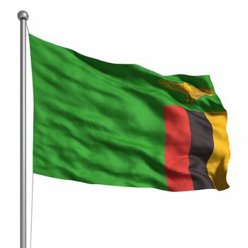 Flag of Zambia. Rendered with fabric texture (visible at 100%). Clipping path included.