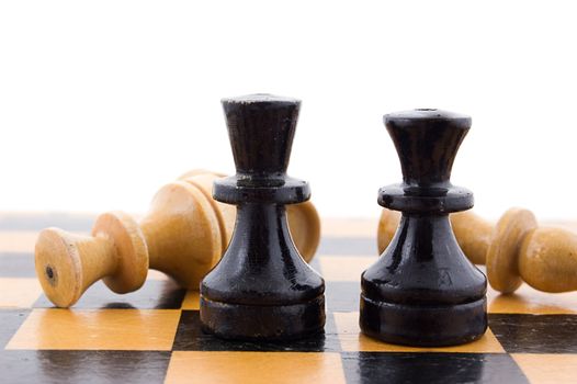 Chess concept, black defeats white
