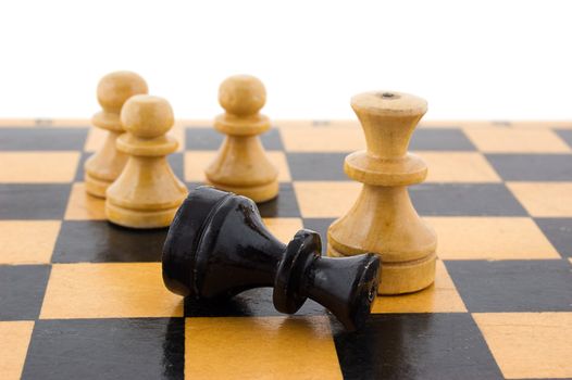 Chess concept, white defeats black