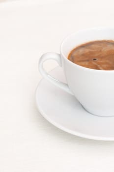 Detail of Black Espresso Coffee in White Cup