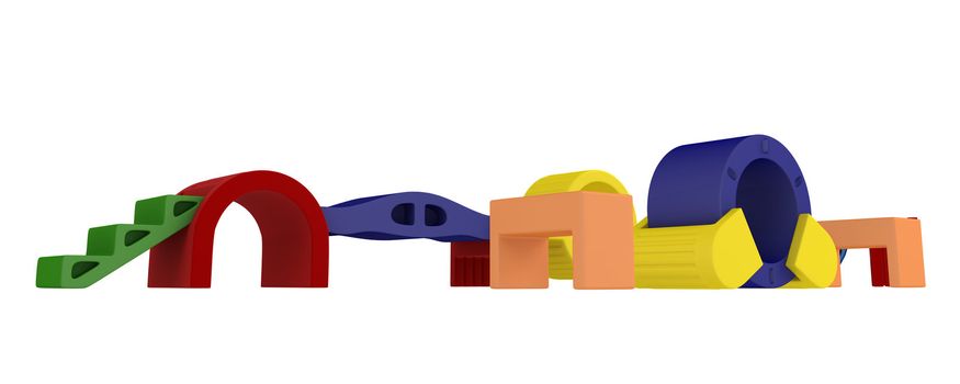 Colorful toy blocks isolated on white background