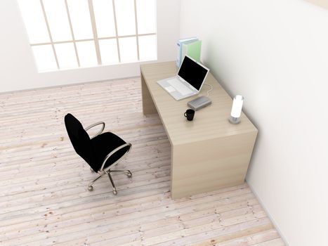 A office workplace. 3D rendered Illustration. 