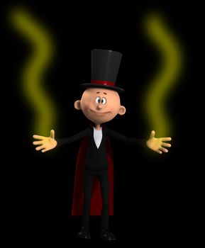 A magician in the middle of casting a spell.
