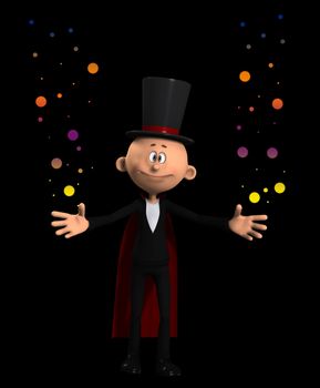 A magician in the middle of casting a spell.
