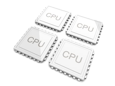 3D rendered Illustration. Two core CPU. Isolated on white.