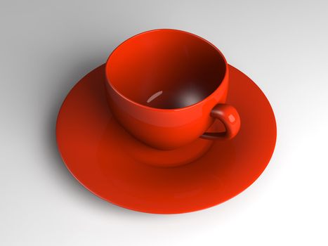 3D rendered Illustration. A red coffee or tea cup.