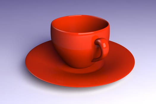 3D rendered Illustration. A red coffee or tea cup.
