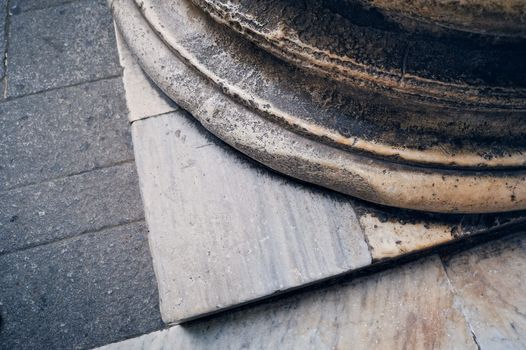 Detail of marble column in Piazza San Pietro, Rome