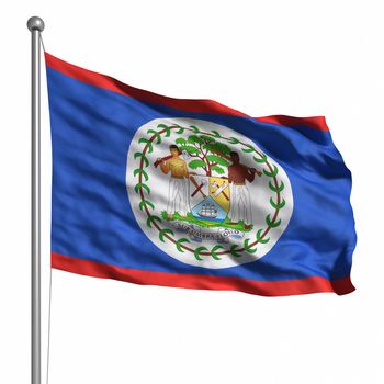 Flag of Belize. Rendered with fabric texture (visible at 100%). Clipping path included.