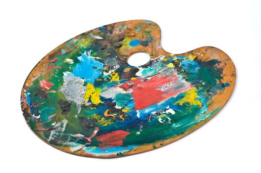 artist's palette with colorful paint.