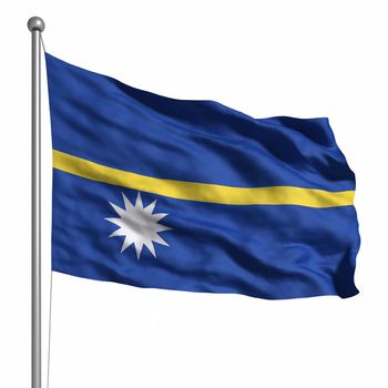 Flag of Nauru. Rendered with fabric texture (visible at 100%). Clipping path included.