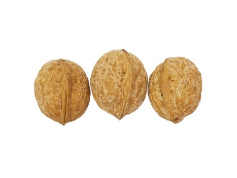 three circassian walnuts isolated on white 