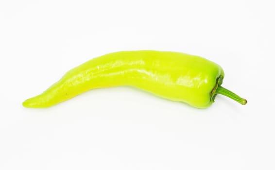 Green pasilla chile pepper isolated on white 