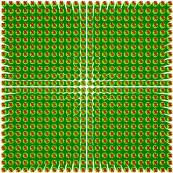Red percents on the green cylinders