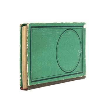 Old green book isolated on white background 