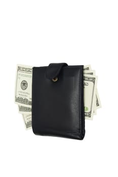 One black purse with the big pack of dollars 