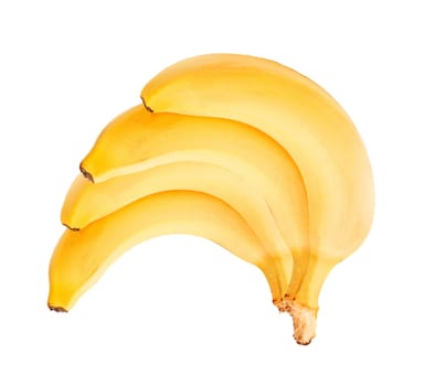 Four fresh bananas on white background
