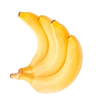 Four fresh bananas on white background
