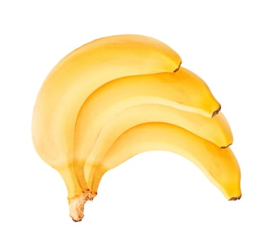 Four fresh bananas on white background
