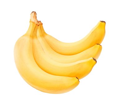 Four fresh bananas on white background
