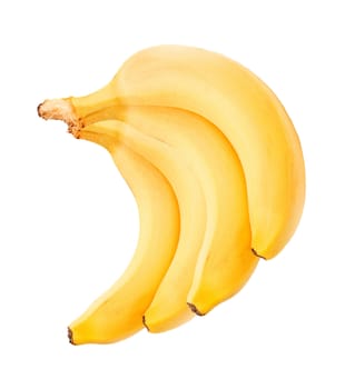 Four fresh bananas on white background
