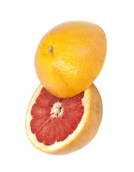 two half grapefruit isolated on white background 