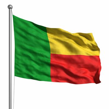 Flag of Benin. Rendered with fabric texture (visible at 100%). Clipping path included.