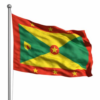 Flag of Grenada. Rendered with fabric texture (visible at 100%). Clipping path included.