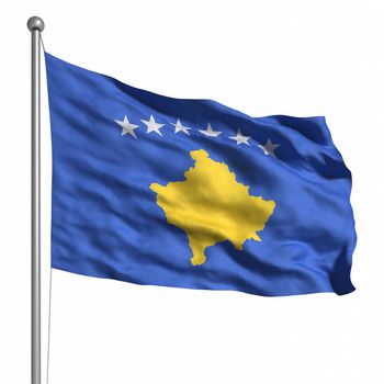 Flag of Kosovo. Rendered with fabric texture (visible at 100%). Clipping path included.