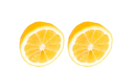 fresh lemon halves on white background
