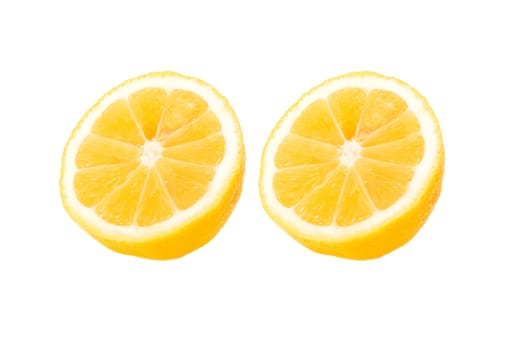 fresh lemon halves on white background
