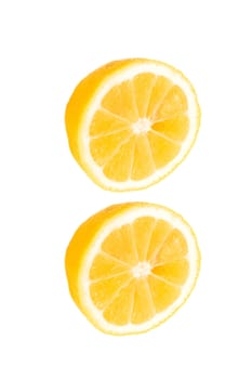 fresh lemon halves on white background
