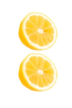 fresh lemon halves on white background
