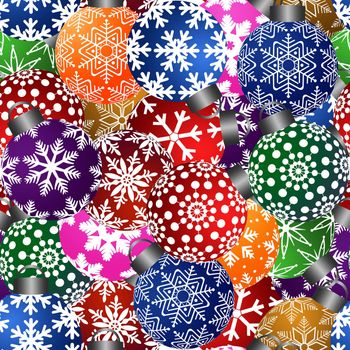 Colorful Christmas Tree Ornaments Seamless Tile Pattern Background Illustration