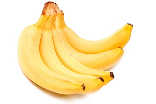 Photo of a sheaf of bananas on a white background 