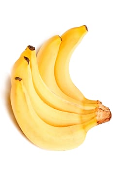 Photo of a sheaf of bananas on a white background 