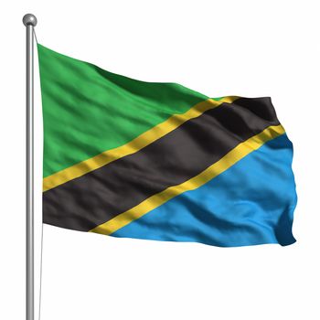 Flag of Tanzania. Rendered with fabric texture (visible at 100%). Clipping path included.
