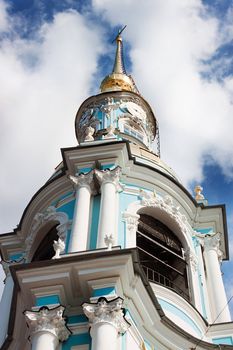 St. Nicholas cathedral with blue sky in Saint-Petersburg, Russia