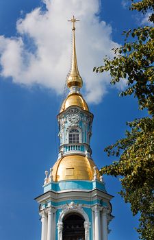 St. Nicholas cathedral with blue sky in Saint-Petersburg, Russia