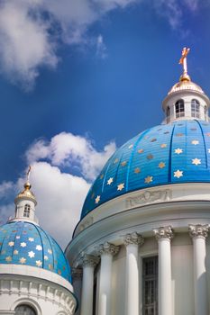 St.Trinity Cathedral Troitsky Sobor famous blue domes St.Petersburg Russia