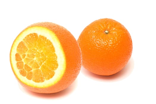 Two half orange isolated on white background 