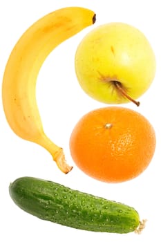 the apple; the banana; orange;the cucumber