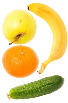 the apple; the banana; orange;the cucumber