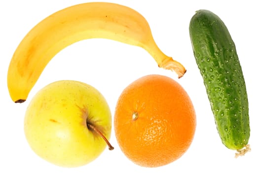 the apple; the banana; orange;the cucumber