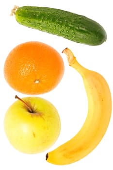 the apple; the banana; orange;the cucumber