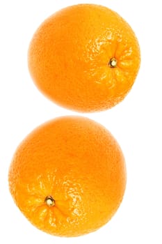 Two oranges were insulated on white background